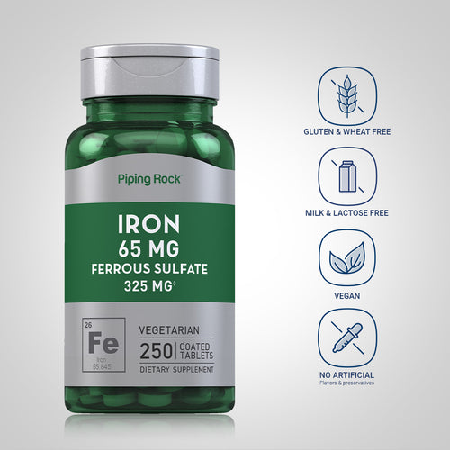 Iron Ferrous Sulfate, 65 mg, 250 Coated Tablets Dietary Attributes