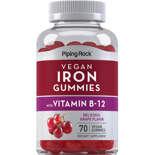 Iron + B12 Gummies (Delicious Grape), 70 Vegan Gummies