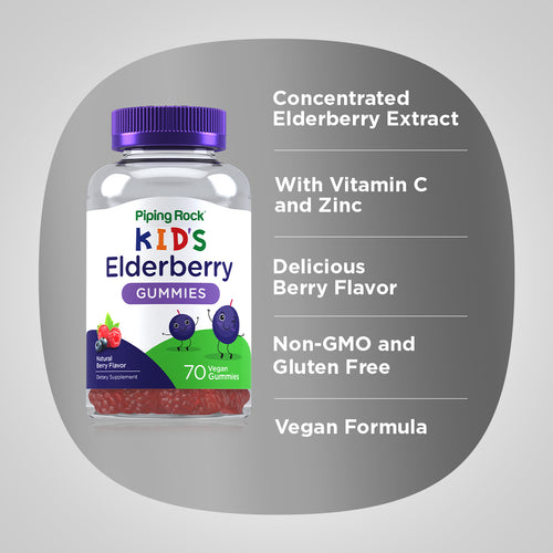 Kids Elderberry Gummies (Natural Berry), 70 Vegan Gummies Benefits