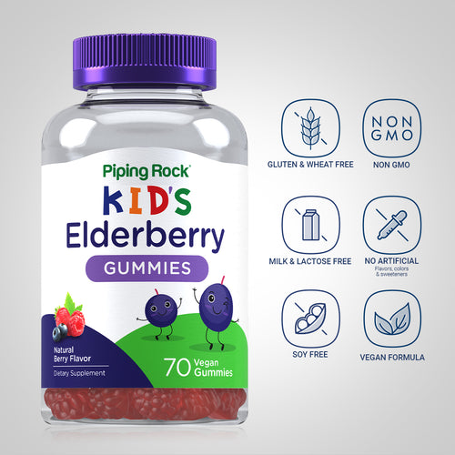 Kids Elderberry Gummies (Natural Berry), 70 Vegan Gummies Dietary Attributes