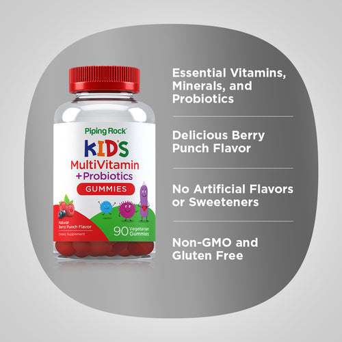 Kids Multivitamin + Probiotic Gummies (Natural Berry), 90 Vegetarian Gummies Benefits