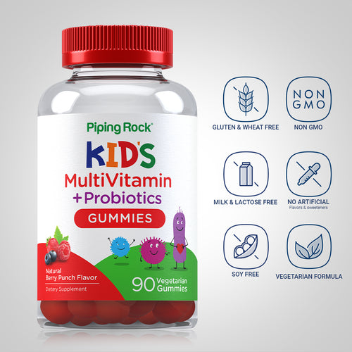 Kids Multivitamin + Probiotic Gummies (Natural Berry), 90 Vegetarian Gummies Dietary Attributes