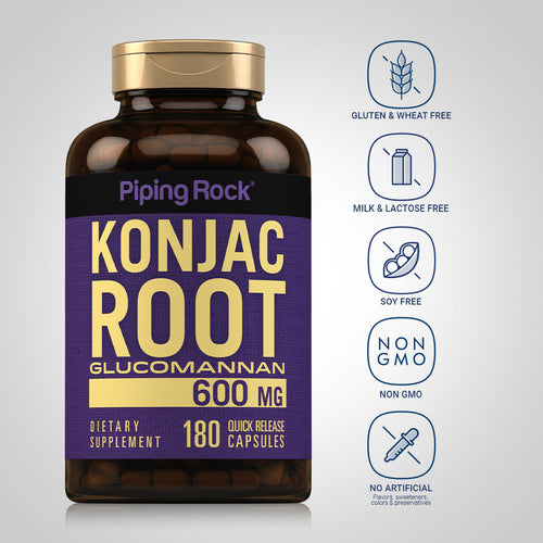 Konjac Root Fiber Glucomannan, 600 mg, 180 Quick Release Capsules Dietary Attributes