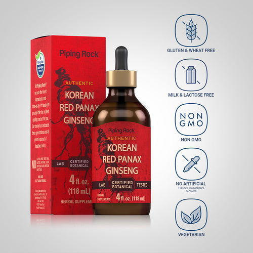 Korean Red Panax Ginseng Liquid Extract Alcohol Free, 4 fl oz (118 mL) Dropper Bottle Dietary Attributes