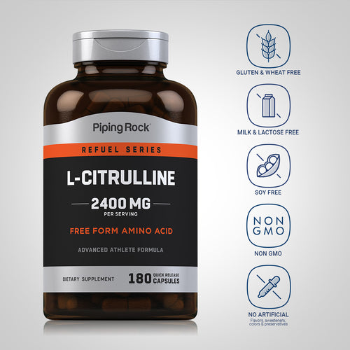 L-Citrulline, 2400 mg (per serving), 180 Quick Release Capsules Dietary Attributes