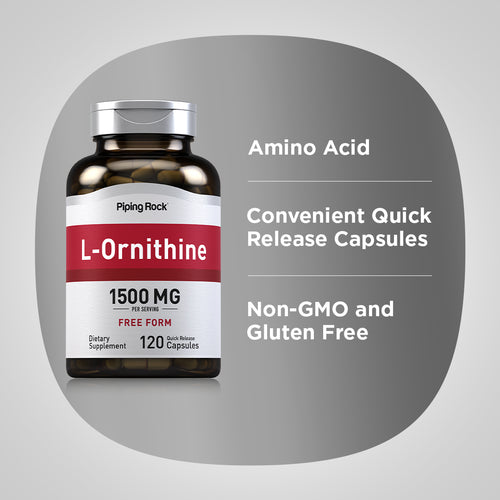 L-Ornithine, 1500 mg (per serving), 120 Quick Release Capsules Benefits