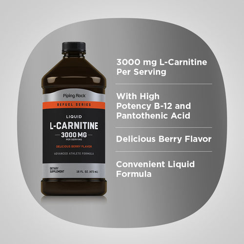 Liquid L-Carnitine (Berry), 3000 mg (per serving), 16 fl oz (473 mL) Bottle Benefits