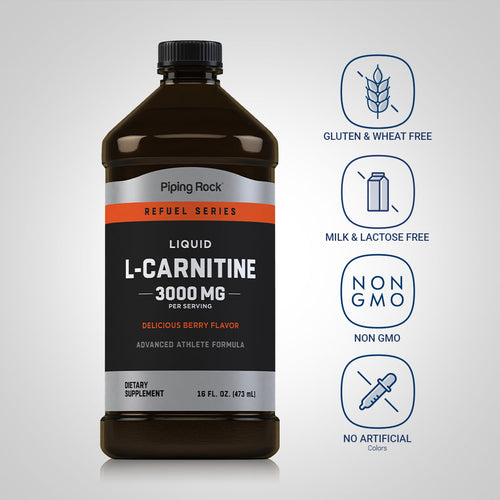 Liquid L-Carnitine (Berry), 3000 mg (per serving), 16 fl oz (473 mL) Bottle Dietary Attributes