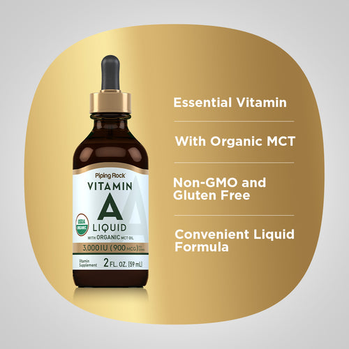 Liquid Vitamin A (Organic), 3000 IU, 2 fl oz (59 mL) Dropper Bottle Benefits