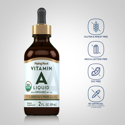 Liquid Vitamin A (Organic), 3000 IU, 2 fl oz (59 mL) Dropper Bottle Dietary Attributes 