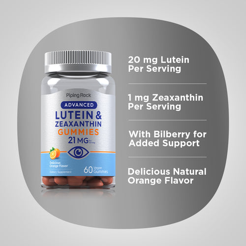 Lutein + Zeaxanthin (Delicious Orange), 21 mg (per serving), 60 Vegan Gummies Benefits