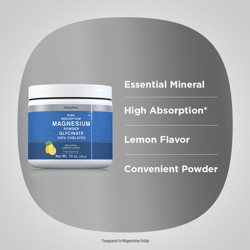 Magnesium Glycinate Powder (Lemon), 10 oz (283 g) Bottle Benefits 