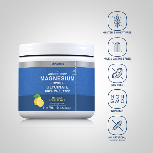 Magnesium Glycinate Powder (Lemon), 10 oz (283 g) Bottle Dietary Attributes 