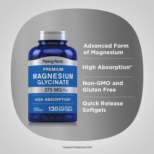 Magnesium Glycinate, 375 mg (per serving), 130 Quick Release Softgels Benefits