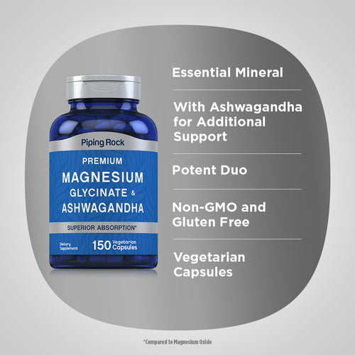 Magnesium Glycinate + Ashwagandha, 150 Vegetarian Capsules Benefits