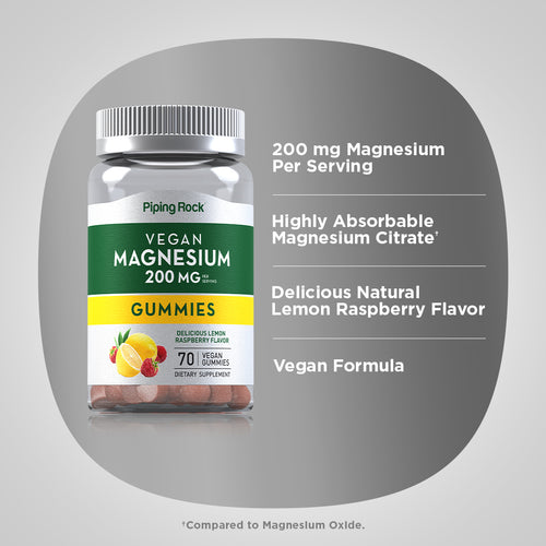 Magnesium (Delicious Lemon Raspberry), 70 Vegan Gummies Benefits