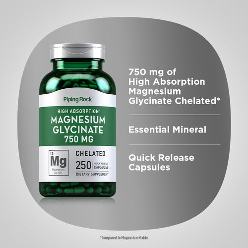 Magnesium Glycinate, 750 mg, 250 Quick Release Capsules Benefits