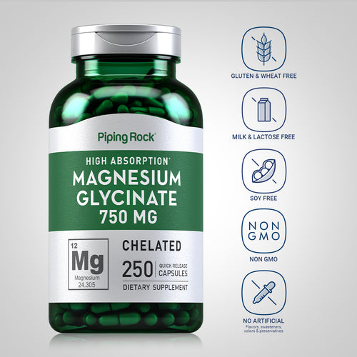 Magnesium Glycinate, 750 mg, 250 Quick Release Capsules Dietary Attributes