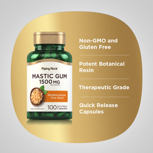 Mastic Gum, 1500 mg (per serving), 100 Quick Release Capsules Benefits