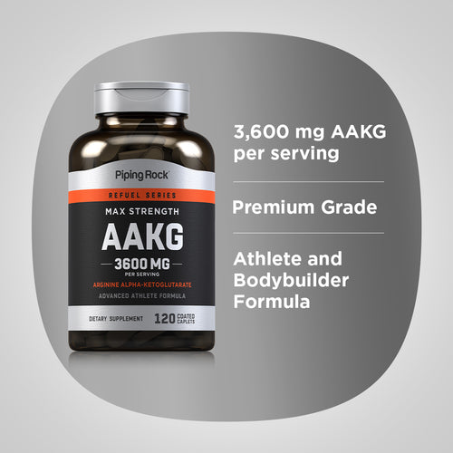 Max Strength AAKG Arginine Alpha-Ketoglutarate (Nitric Oxide Enhancer), 3600 mg (per serving), 120 Coated Caplets Benefits