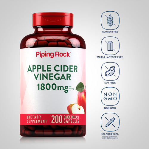 Mega Potency Apple Cider Vinegar, 1800 mg (per serving), 200 Quick Release Capsules Dietary Attributes