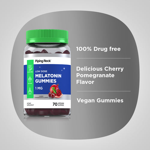 Melatonin Gummies (Natural Cherry Pomegranate), 1 mg, 60 Vegan Gummies Benefits