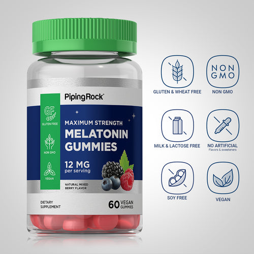 Melatonin Gummies (Natural Berry), 12 mg, 60 Vegan Gummies Dietary Attribute