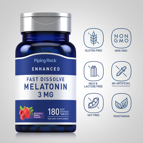 Melatonin (Natural Berry), 3 mg, 180 Fast Dissolve Tablets Dietary Attributes