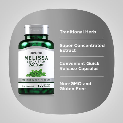 Melissa (Lemon Balm), 2400 mg (per serving), 200 Quick Release Capsules Benefits