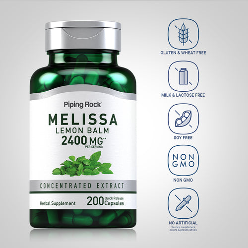 Melissa (Lemon Balm), 2400 mg (per serving), 200 Quick Release Capsules Dietary Attributes