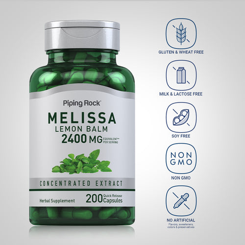 Melissa (Lemon Balm), 2400 mg (per serving), 200 Quick Release Capsules Dietary Attributes