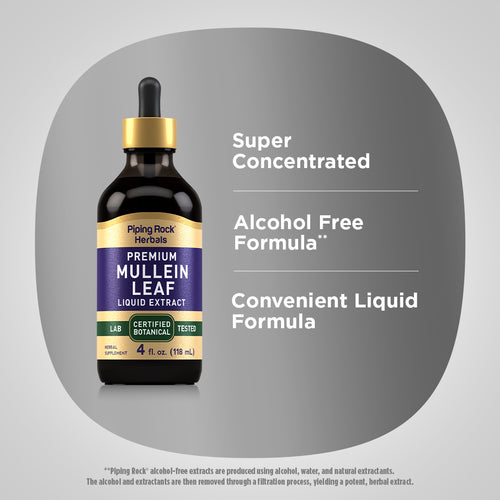 Mullein Leaf Liquid Extract Alcohol Free, 4 fl oz (118 mL) Dropper Bottle Benefits