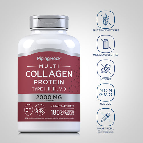 Multi Collagen Protein (Types I, II, III, V, X), 2000 mg (per serving), 180 Quick Release Capsules Dietary Attributes