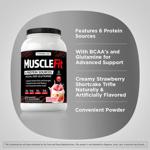 MuscleFit Protein Powder (Creamy Strawberry Shortcake Trifle), 2 lb (908 g) Bottle Benefits