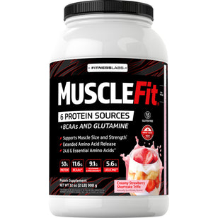 MuscleFit Protein Powder (Creamy Strawberry Shortcake Trifle), 2 lb (908 g) Bottle