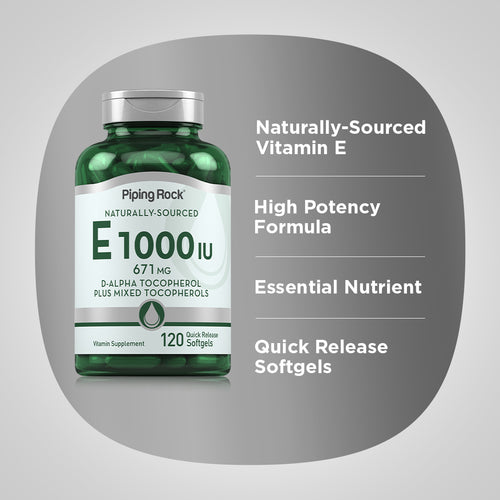 Natural Vitamin E plus Mixed Tocopherols, 1000 IU, 120 Quick Release Softgels Benefits