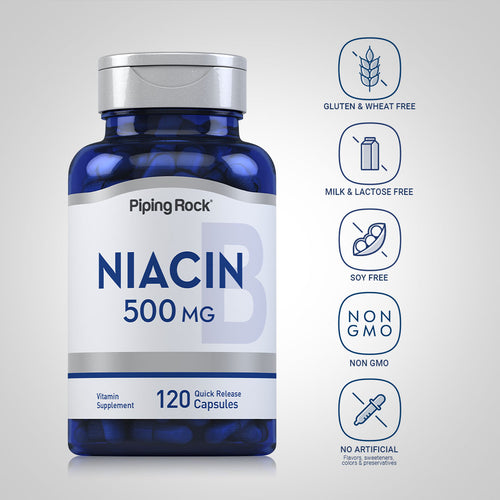 Niacin, 500 mg, 120 Quick Release Capsules Dietary Attributes