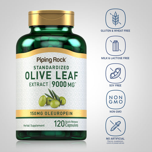 Olive Leaf Extract, 9000 mg, 120 Quick Release Capsules Dietary Attributes