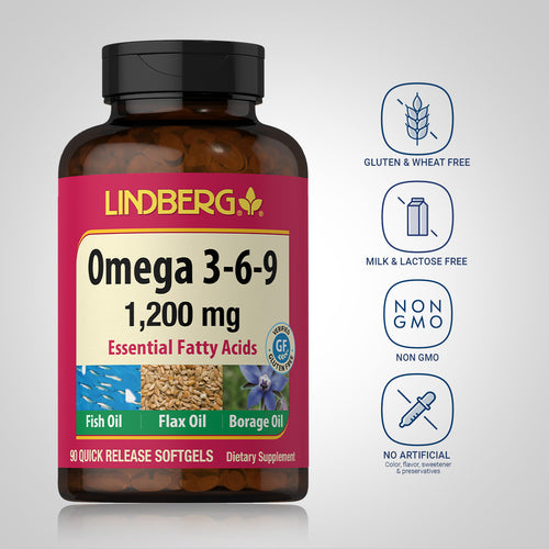 Omega 3-6-9 Fish, Flax & Borage, 1200 mg, 90 Softgels Dietary Attributes 