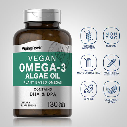 Omega - 3 Algae Oil Vegan, 130 Veggie Gels Dietary Attributes