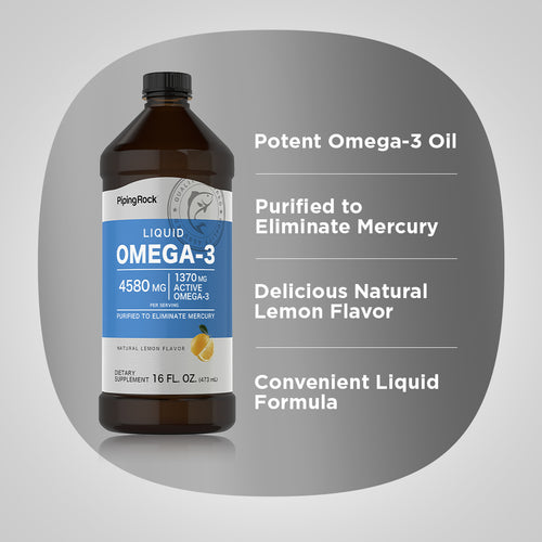Liquid Omega-3 (Natural Lemon), 4580 mg (per serving), 16 fl oz (473 mL) Bottle Benefits
