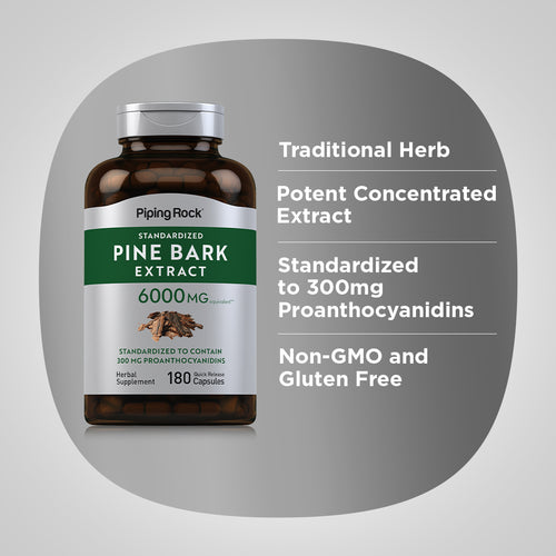 Pine Bark Extract, 6000 mg, 180 Quick Release Capsules Benefits
