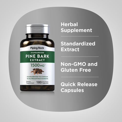 Pine Bark Extract, 1500 mg, 180 Quick Release Capsules Benefits
