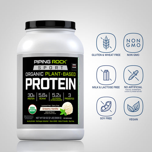 Plant Based Sport Protein (Organic) (Creamy Vanilla), 32 oz (908 g) Bottle Dietary Attributes