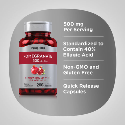 Pomegranate Extract (Standardized), 500 mg (per serving), 200 Quick Release Capsules Benefits