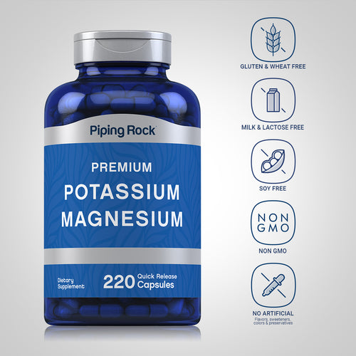 Potassium Magnesium, 220 Quick Release Capsules Dietary Attributes
