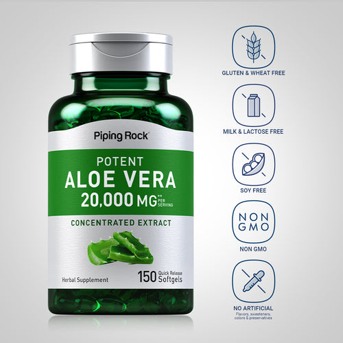 Potent Aloe Vera, 20,000 mg (per serving), 150 Quick Release Softgels Dietary Attributes