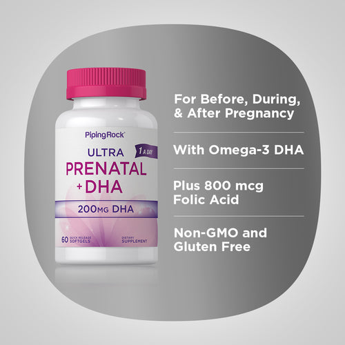 Multivitamină prenatală cu DHA 60 Geluri cu eliberare rapidă       