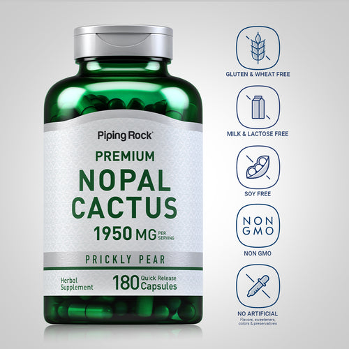 Prickly Pear Nopal Cactus (Opuntia ficus-indica), 1300 mg (per serving), 180 Quick Release Capsules Dietary Attributes