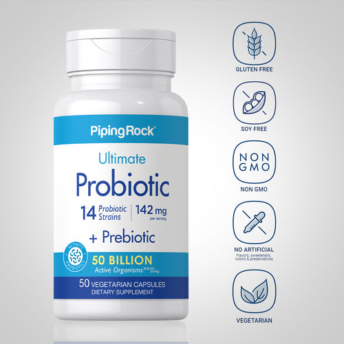 Probiotic 14 Strains 25 Billion Organisms (per serving) plus Prebiotic, 50 Vegetarian Capsules Dietary atrributes